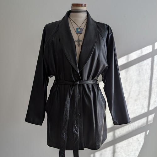 Vintage black leather - black, jacket