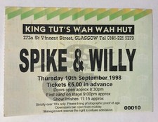Spike Quireboys Willy Dowling Ticket Stub King Tuts Glasgow Garage 1998