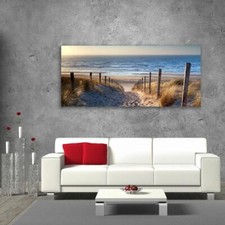 Glass Picture Toughened Wall Art Unique Modern Path to North Sea Beach Any Size