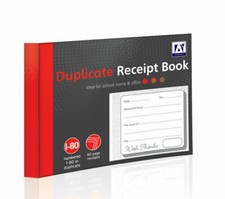 Duplicate Copy Cash & Payment Receipt Record Books Numbered 1-80 160 Pages Book