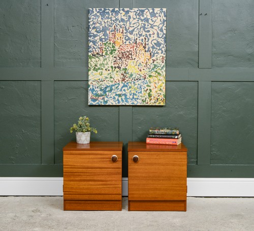 Pair mid century teak - pair,