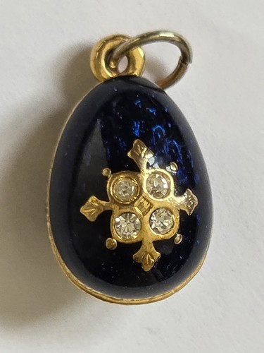 Vintage egg charm pendant blue - charm,