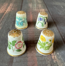 4 Spode Thimbles Buttercup Wild Rose Blueblell Butterfly Flowers 1986 1987 1990