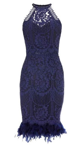 Navy blue feather midi - feather,
