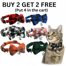 Cat Collar Reflective Safety Breakaway Adjustable Kitten Collar with Bell CHECKA