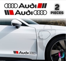 2 x Audi Racing Sport S Line 28cm Decal Sticker Emblem Logo Graphics Black / RED