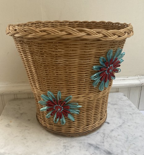 Vintage woven wicker waste - woven,