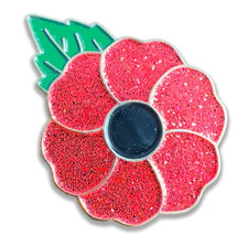 RED GLITTER POPPIES ENAMEL PIN BADGE | REMEMBRANCE | CHARITY
