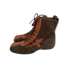 Tamaris Ankle Boots Suede & Leather Lace Up Brown & Tan Size 42 UK 8