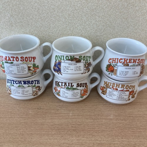 Vintage soup recipe mugs - vintage,