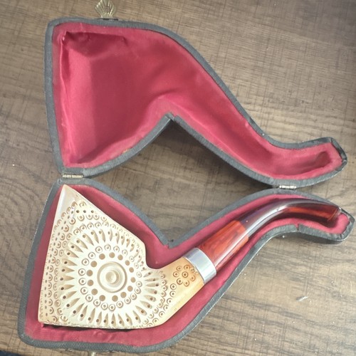 Carved meerschaum tobacco pipe - carved,