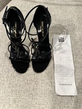 Saint Laurent Cassandra Black YSL Sandals Size 37.5 US 7/6.5 HARD TO FIND STYLE!