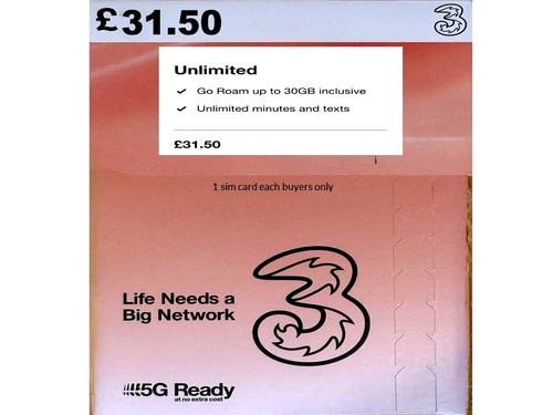 Unlimited sim card - card, three