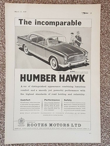Humber hawk original 1958 - hawk,
