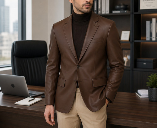 Men dark brown blazer - dark,