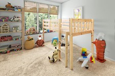 Strictly Beds Bunks Molava 3ft Single Solid Pine Cabin Mid Sleeper Bed (EB67)