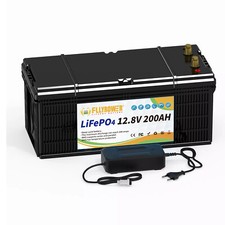 12V 200Ah LiFePO4 Lithium Battery 2560Wh 200A BMS 10000+ Cycles +10A Charger 