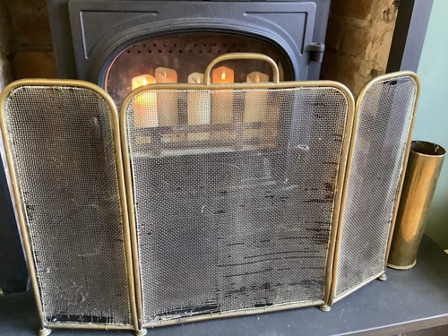 Antique fireguard solid brass - antique,