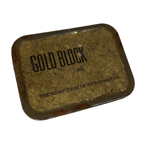 Vintage gold block pipe tin - vintage,