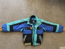 Vintage Campri retro-style colorblock padded ski jacket 1990's Size UK 28"