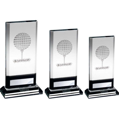 Quality glass golf trophy - glass,