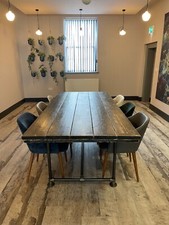 Industrial Reclaimed Scaffold Board Dining Table Boardroom Black Multiple Sizes