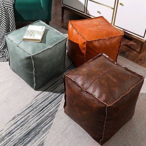 Moroccan style leather - pu, pouf