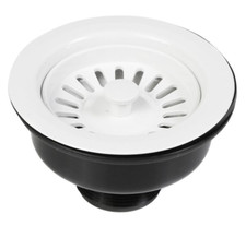 Kitchen Sink Basket Strainer Waste Drain Coloured White for 90mm Hole
