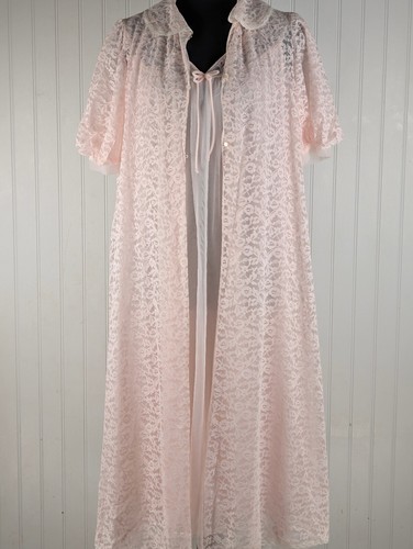 Vintage lisette pink lace robe - pink,