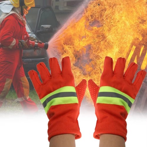Orange fireman gloves thicken - orange,