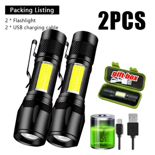 2pcs 2000lm usb - 2pcs,