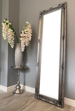 DOWNTON INTERIORS Tall Antique Silver Full Length Dressing Wall Mirror with Beve