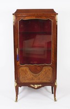Antique French Ormolu Mounted Walnut Display Cabinet Circa 1920