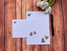 Floral Bees Writing Paper and Envelopes, 10 Sheets & 5 Envelopes, Letter Set
