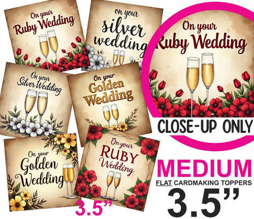 Anniversary card toppers ruby - toppers,
