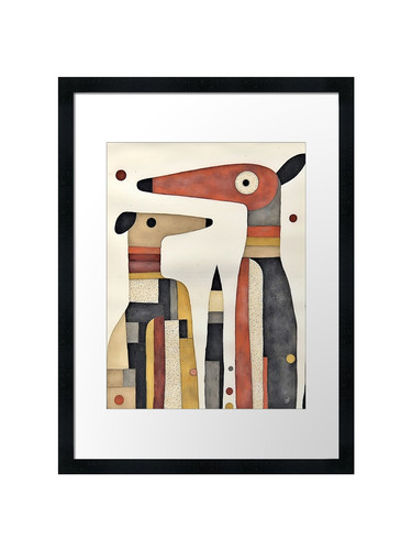 Retro cubist greyhound duo - greyhound,