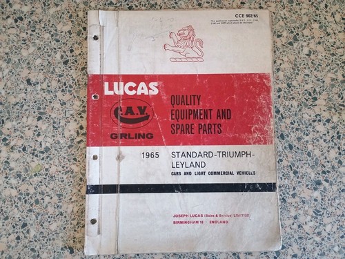 Lucas spare parts list - lucas, 1965