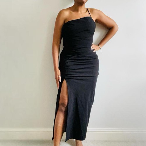 Zara black asymmetric draped - black,