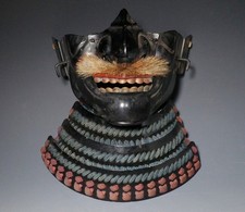 Tetsu Kuro-Urushinuri Ressei Menpo Iron Samurai Armor Mask Life-Size