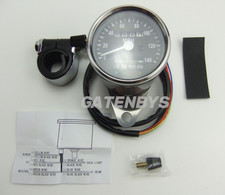 Motorcycle Speedo Luminous Clock BLACK Dial Chrome 2:1 For Honda Yamaha Kawasaki