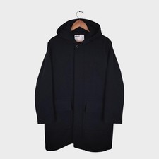 MHL MARGARET HOWELL Men's Black Heavyweight 100% Wool Hooded Coat - Size L