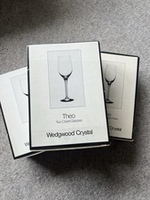 VINTAGE WEDGEWOOD CRYSTAL THEO SHERRY GLASSES IN MIDNIGHT X6 WITH ORIGINAL BOX
