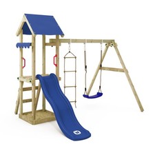 Wooden climbing frame WICKEY TinyCabin - Swing set with slide and sandpit