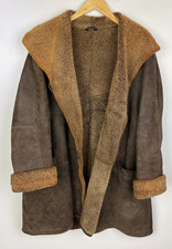 REAL SHEEPSKIN SHEARLING COAT UK Size 16 (US 12) Women`s Winter Jacket Brown