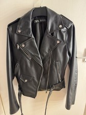 Zara women leather jacket - leather,