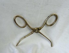 SMALL VINTAGE BRASS FIRE TONGS