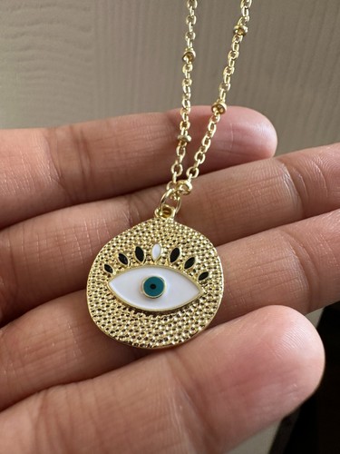 Gold necklace evil - gold, eye