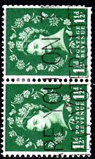 1961 SG 572b 1½d Green (Trimmed Perfs) Multiple Crowns Watermark Sideways Pair