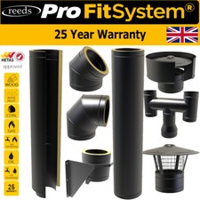 5inch Black Twin Wall Flue Kits For Stoves 25 Year Warranty Matt Black Pipe 125