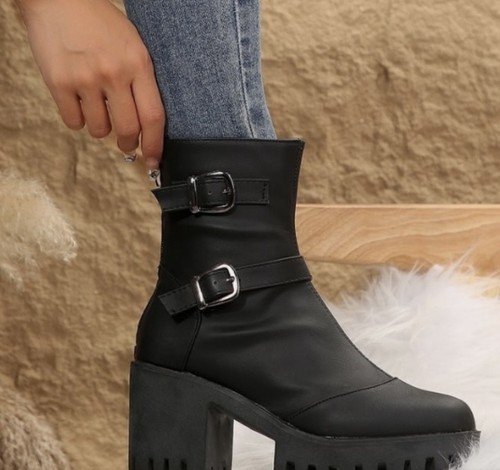 Womens chunky heel round toe - round,